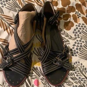 Frye flat sandals. Size 9, black leather